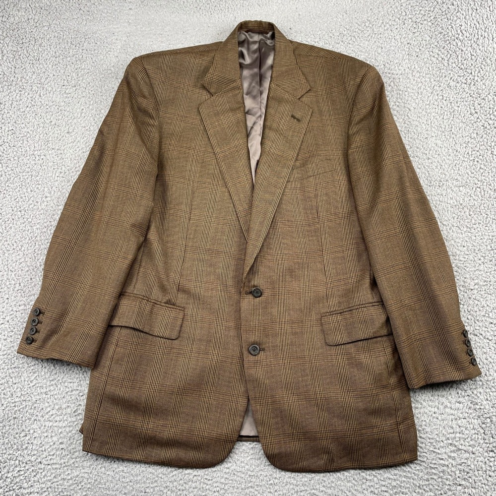 Tom James Sport Coat Mens Brown Glen Plaid Corporate Image Hand Tailored Blazer